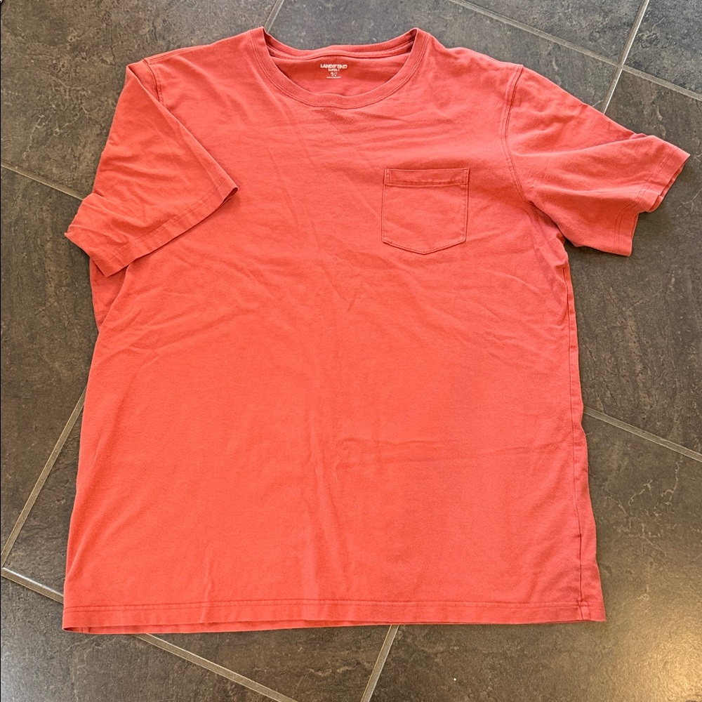 Lands' End Burnt Orange Short Sleeve Super T. Men’s XLT. EUC.